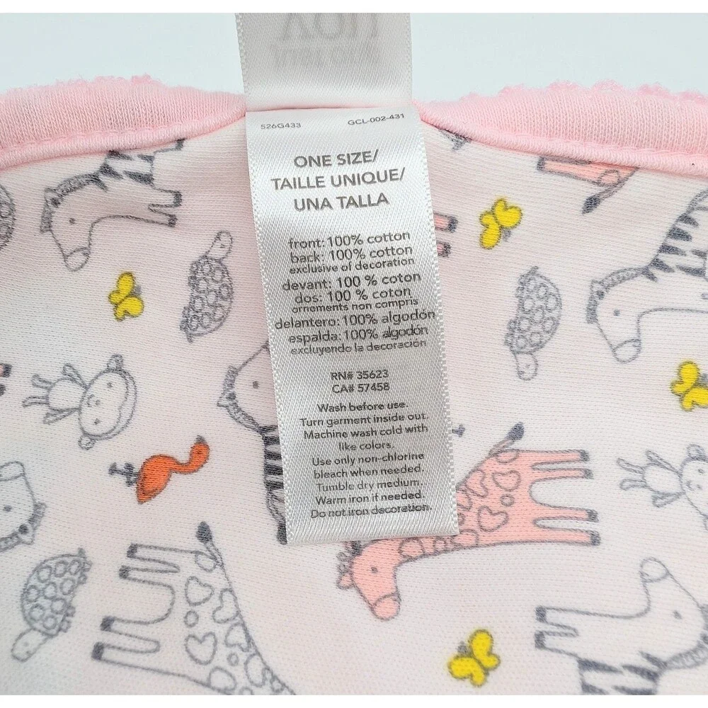 Carter's Just One You Pink White Butterfly Baby Blanket Giraffes Zebras Monkeys